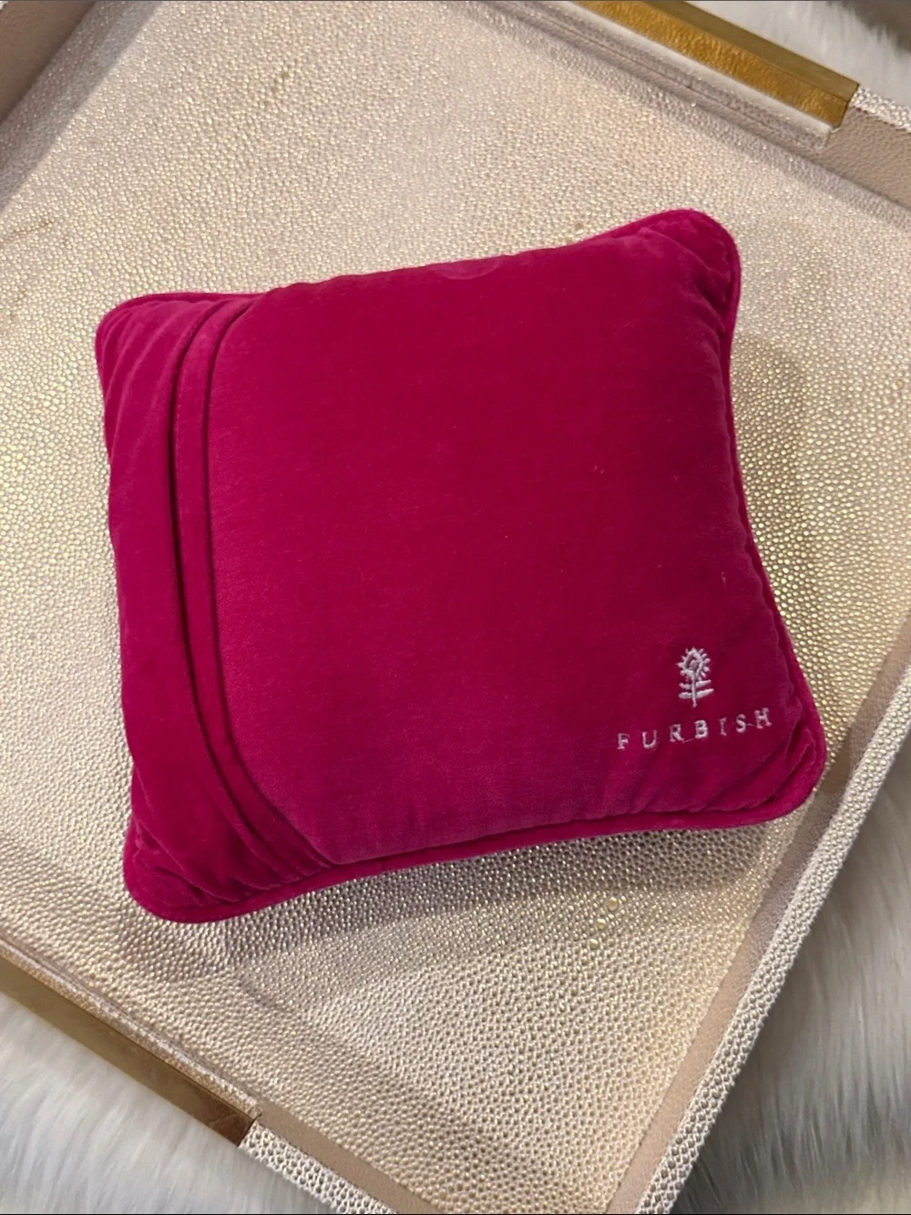 Embroidered 'Mom, I Am a Rich Man' Decorative Pillow - Pink Multicolor